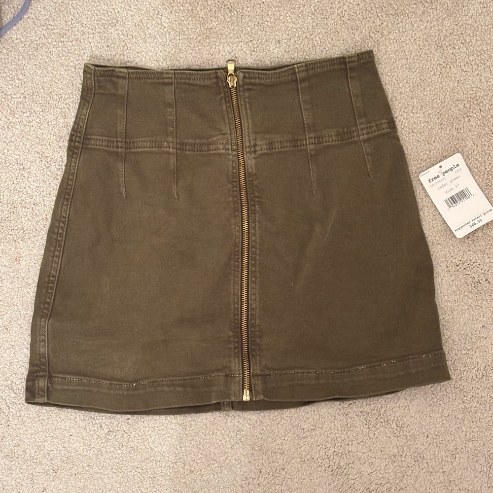 Green Zippered Free People Skirt